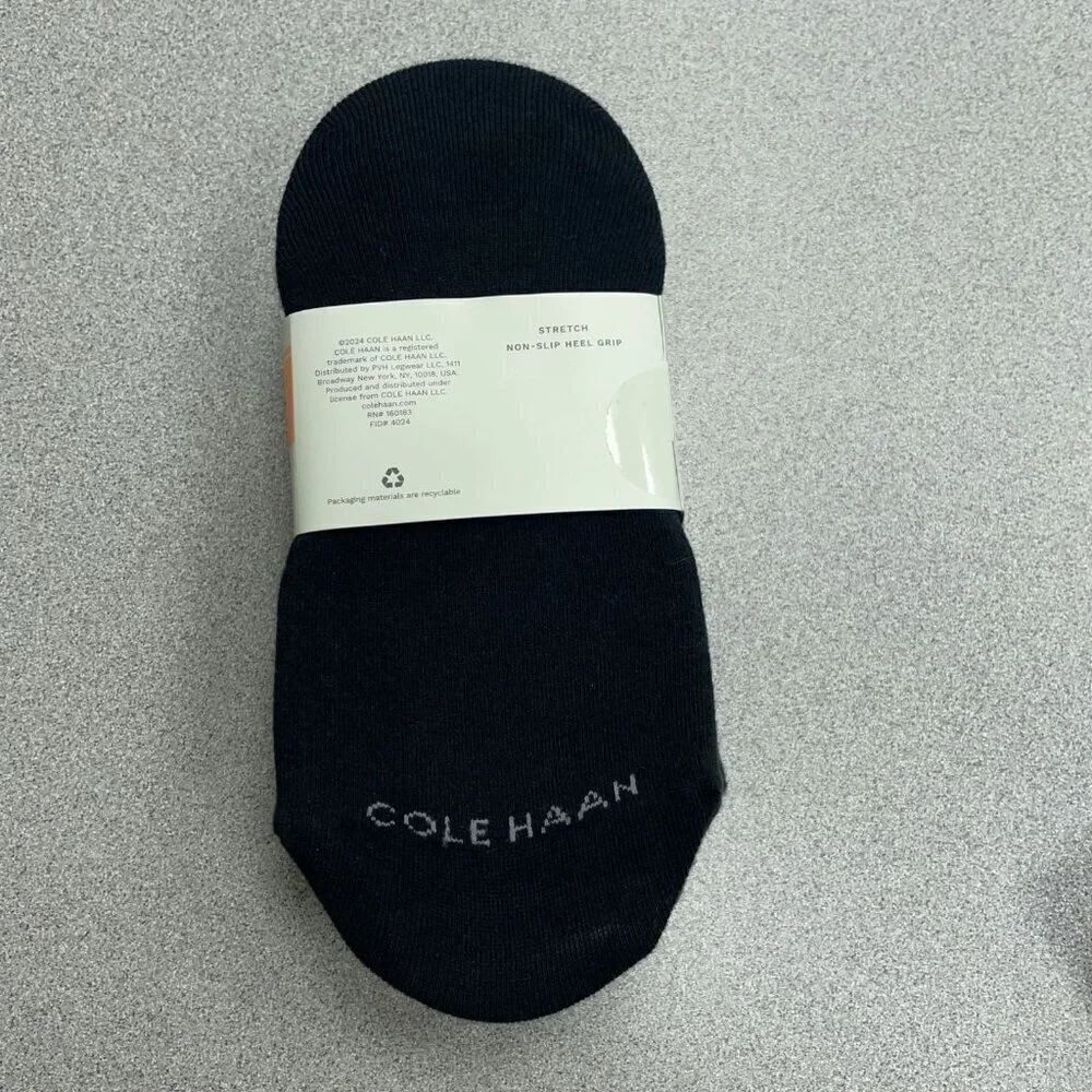 NEW Cole Haan Women's Size 9-11 Liner Socks 8-Pack Stretch Non-Slip Heel Black